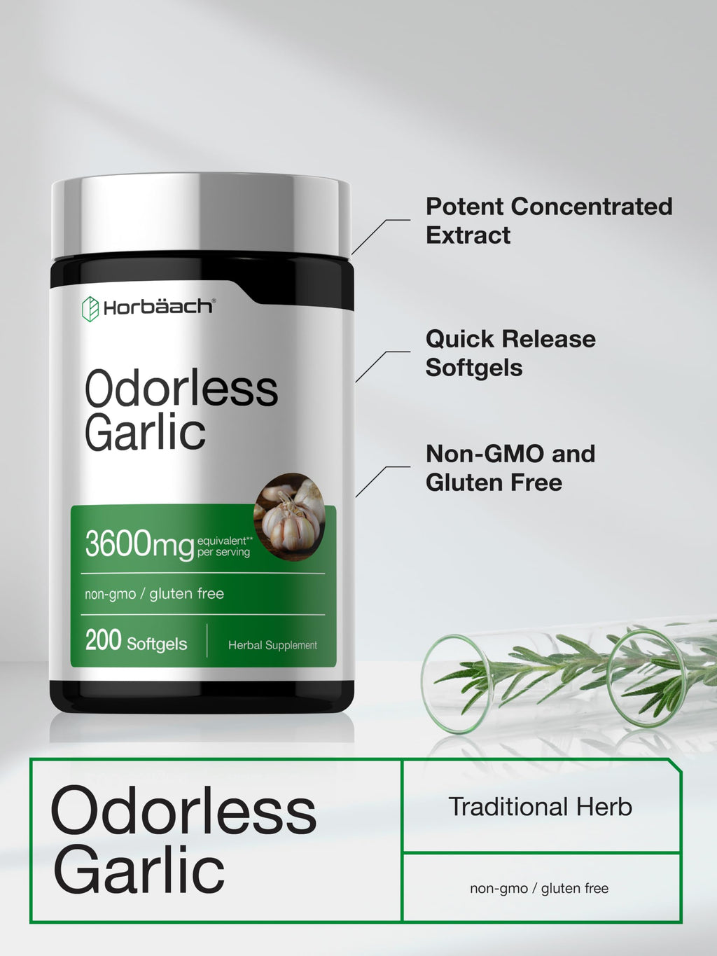 Odorless Garlic Softgel Supplement 200 Pills N397731