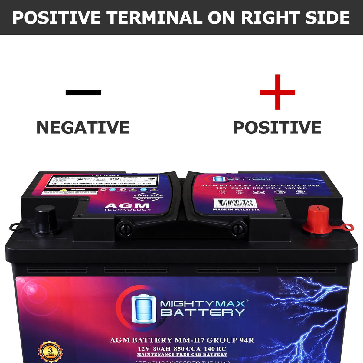 12V 80AH 850 CCA Replacement Battery C592