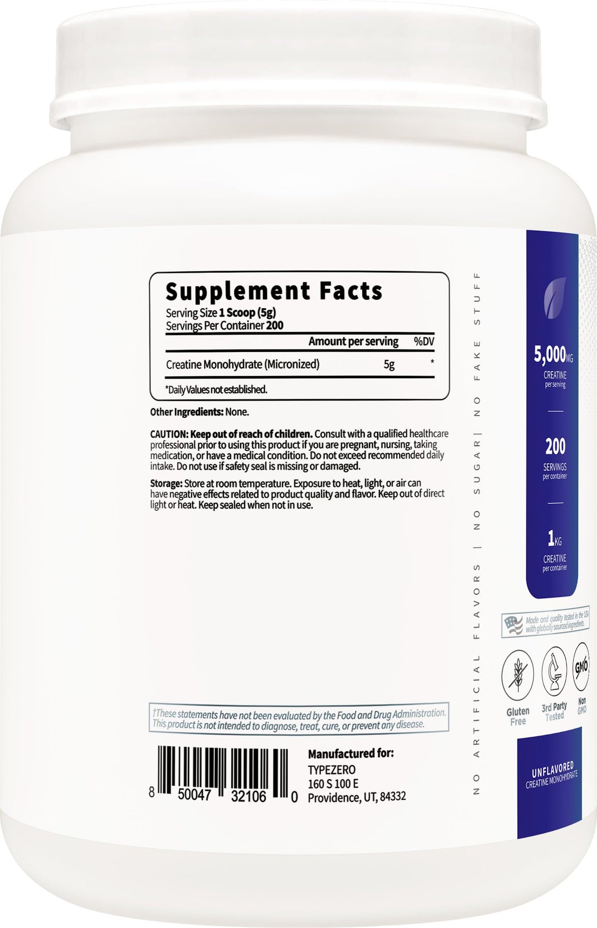 Unflavored Micronized Creatine Monohydrate 1 KG P4540