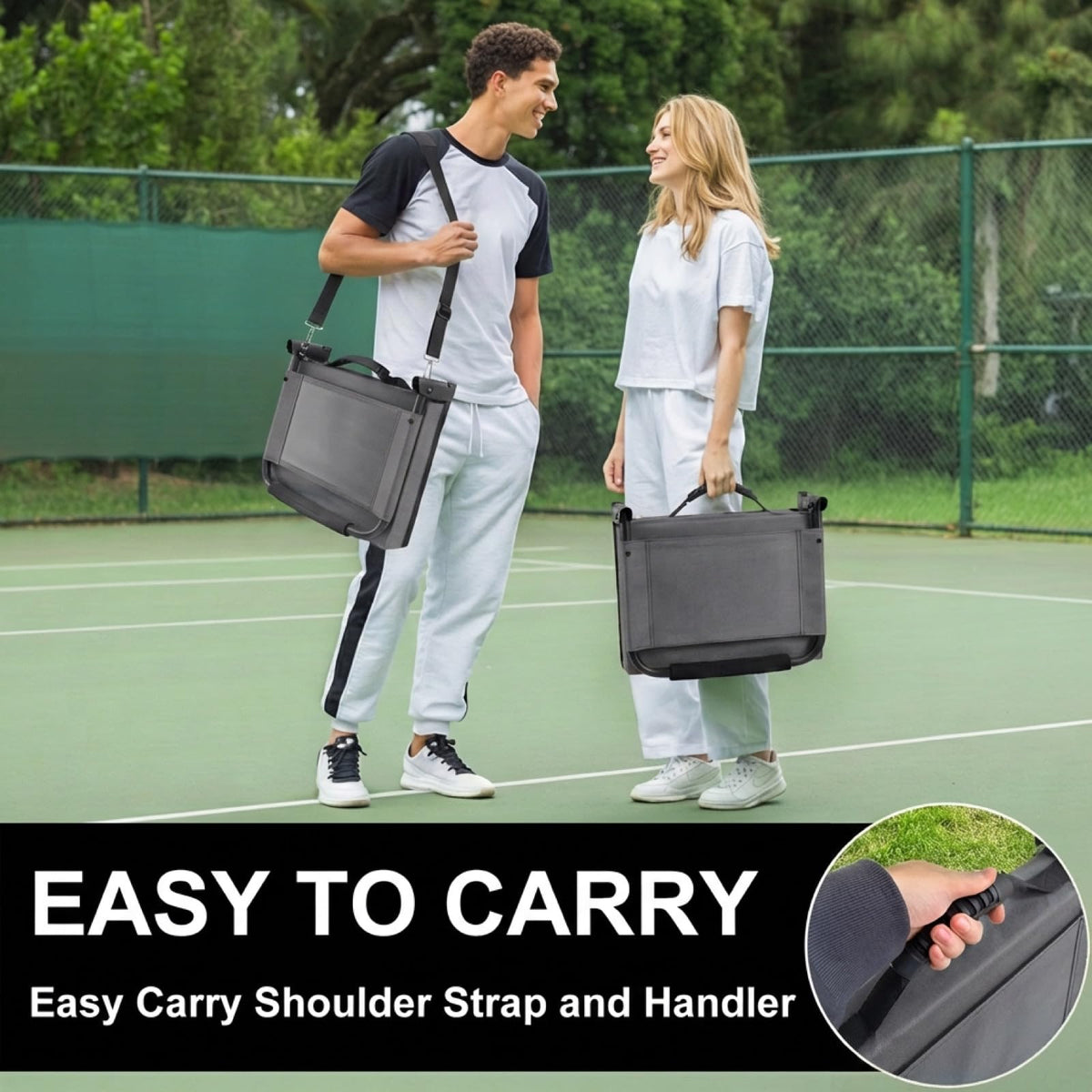 Folding Bleacher Seat with Back Support, Cushion and Shoulder Strap P6661