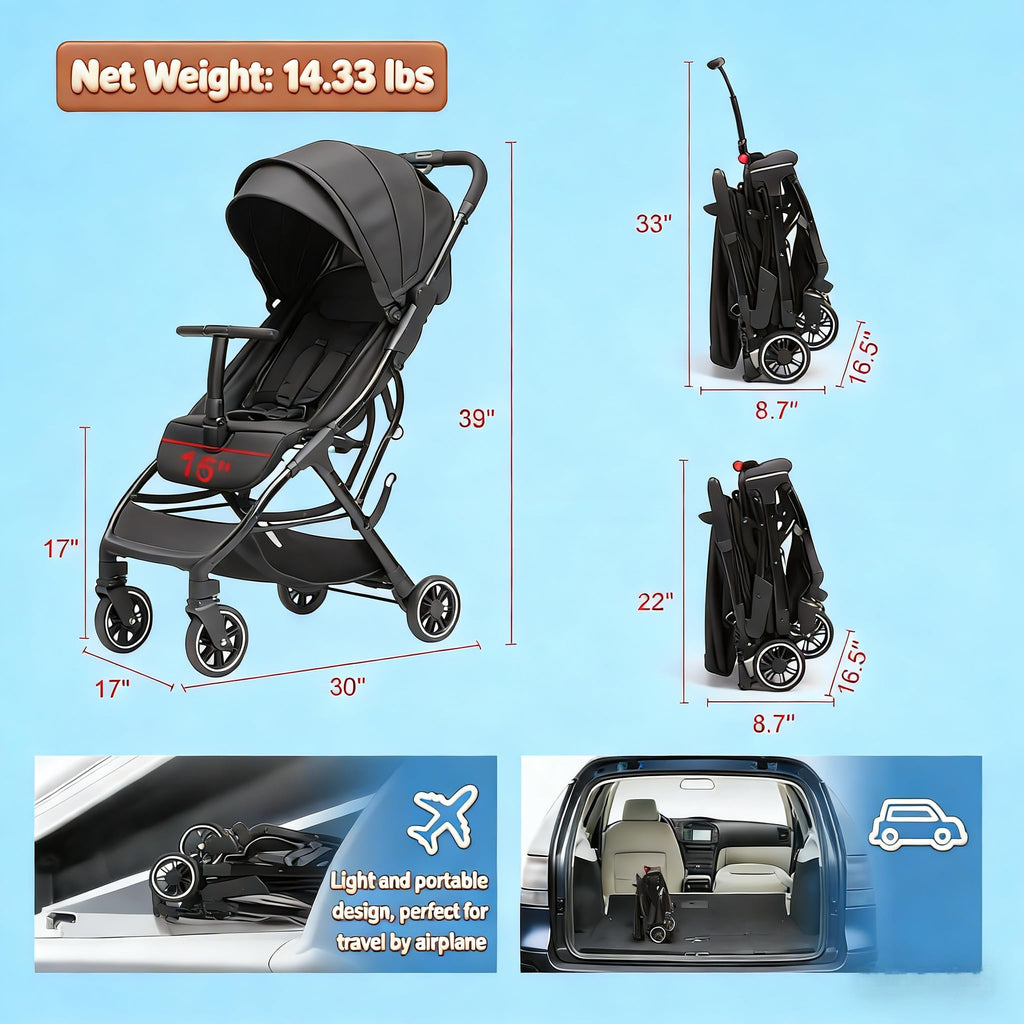 Portable Lightweight Umbrella Stroller with Sun Canopy K74746