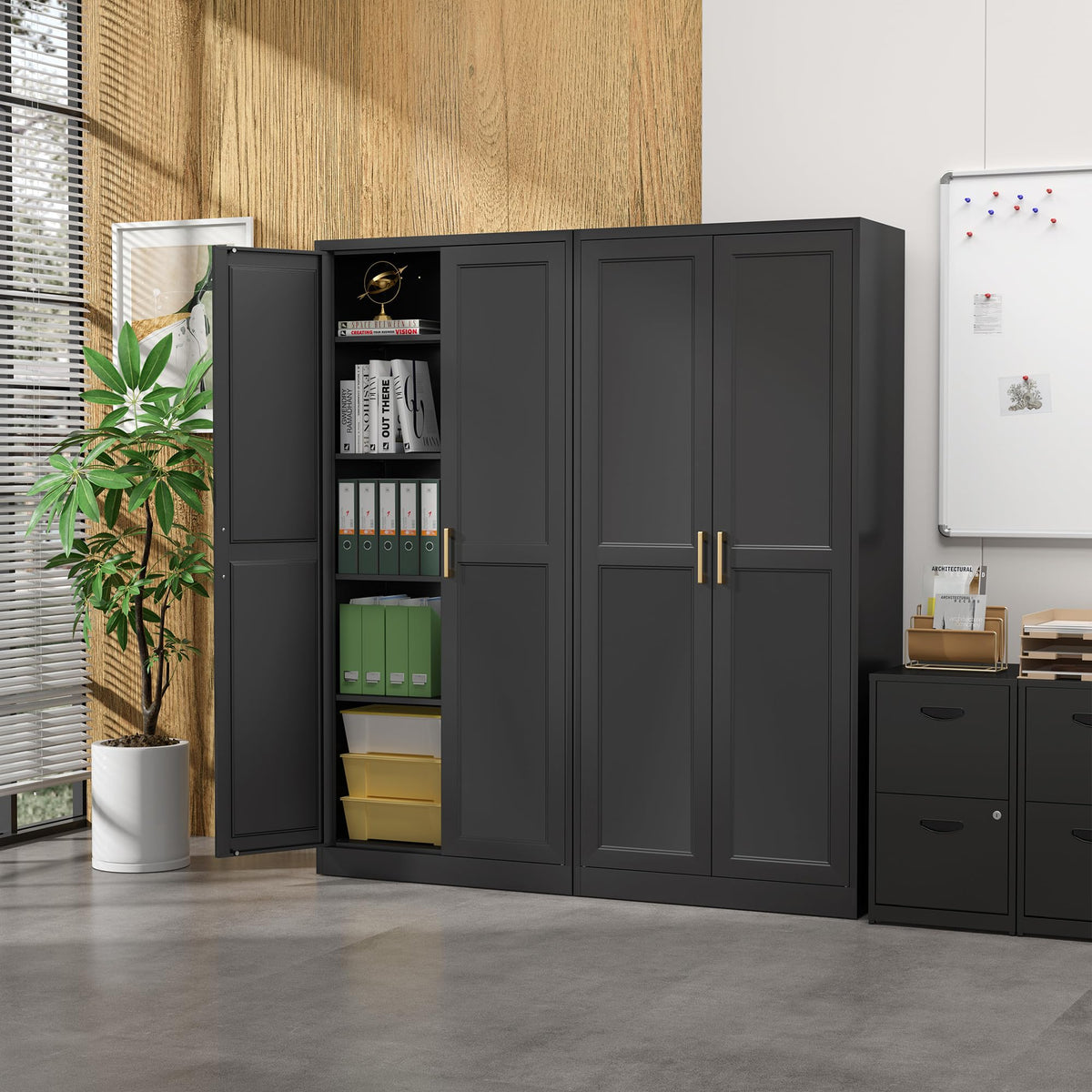 71" Metal Pantry Storage Cabinet with Doors & 4 Adjustable Shelves P240