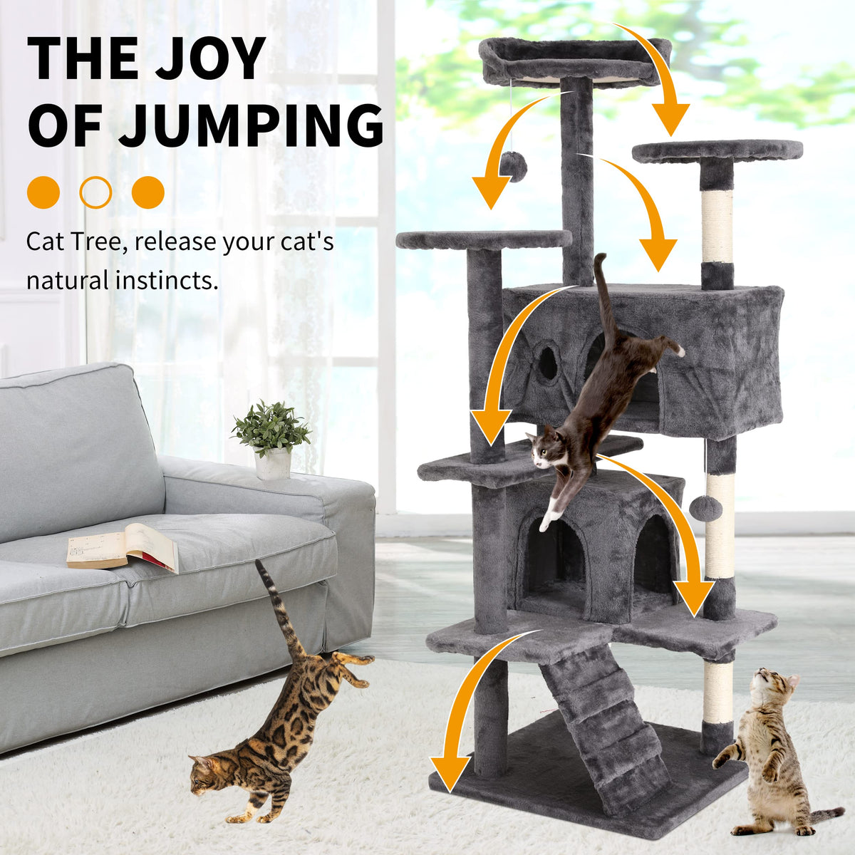 70 Inches Navy Blue Cat Tree L8742