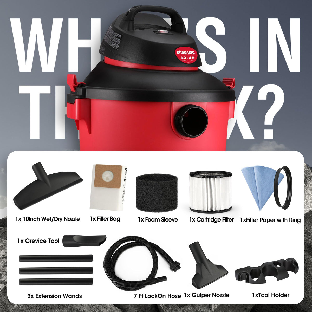 8 Gallon 4.5-Peak HP Wet/Dry Vacuum L46100