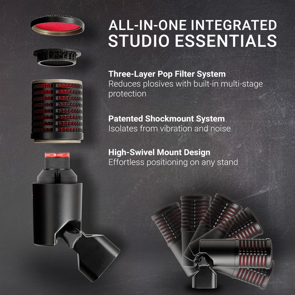 Dynamic Microphone with Built-in Preamp, Shockmount & Pop Filter U9989