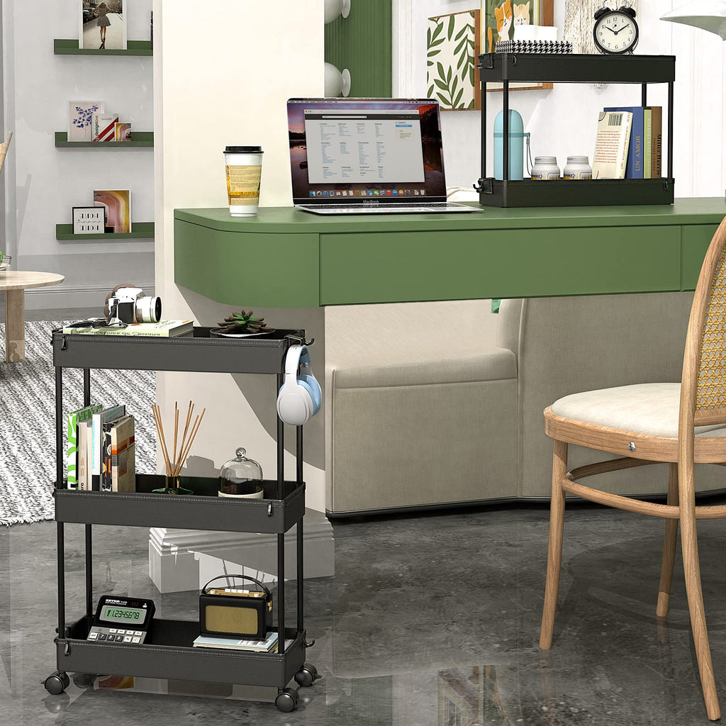 Black 3 Tier Slim Rolling Storage Cart F891162