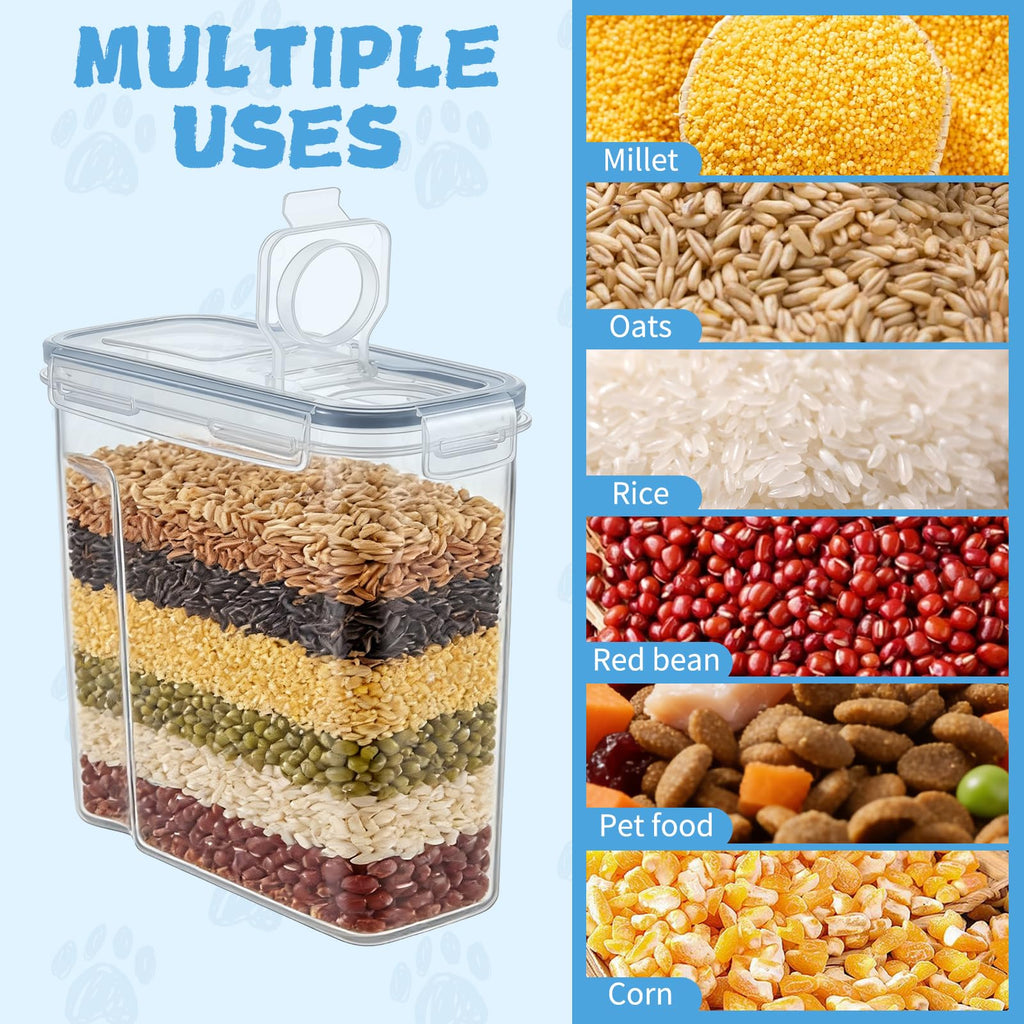 2 Pack Airtight Pet Food Storage Container with Lid, Scoop and Measuring Cup F567418