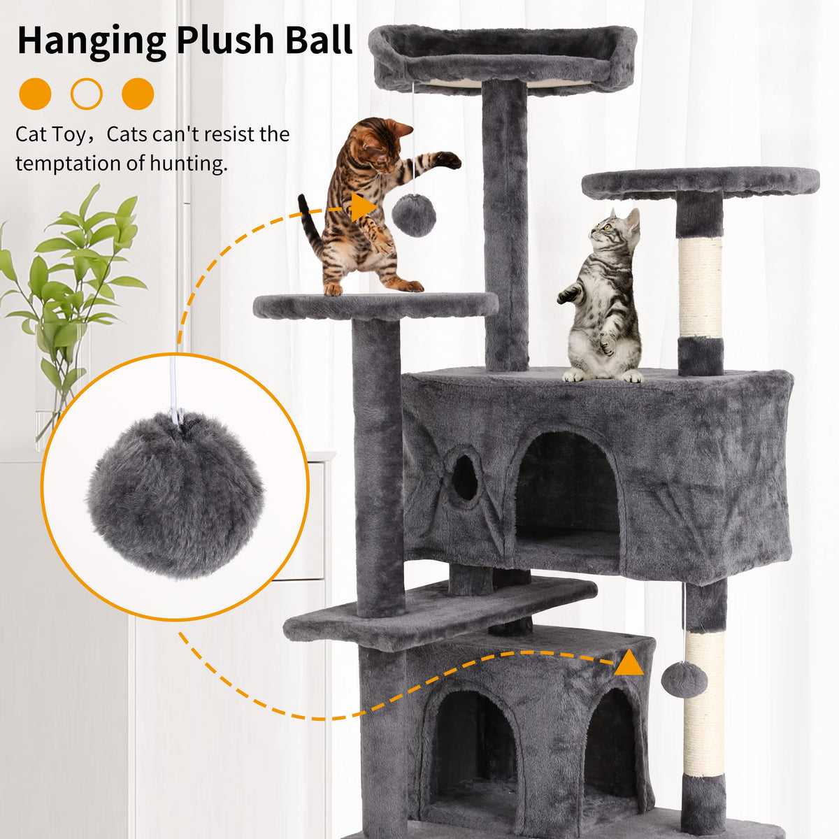 70 Inches Navy Blue Cat Tree L8742