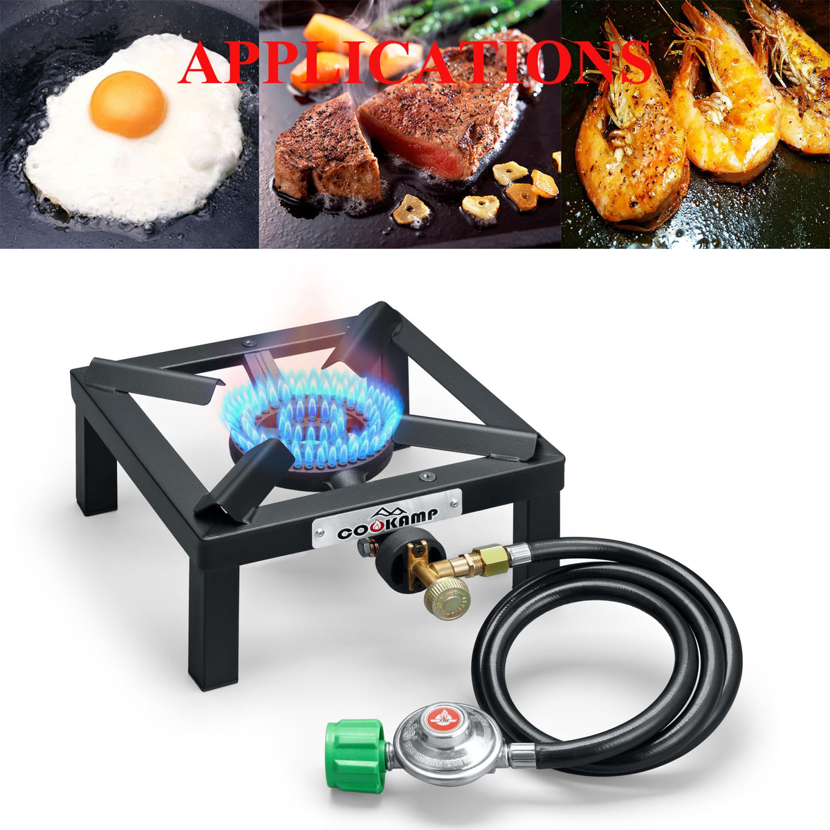 Single High Pressure Propane Camp Stove with Adjustable Regulator and Hose Z8007