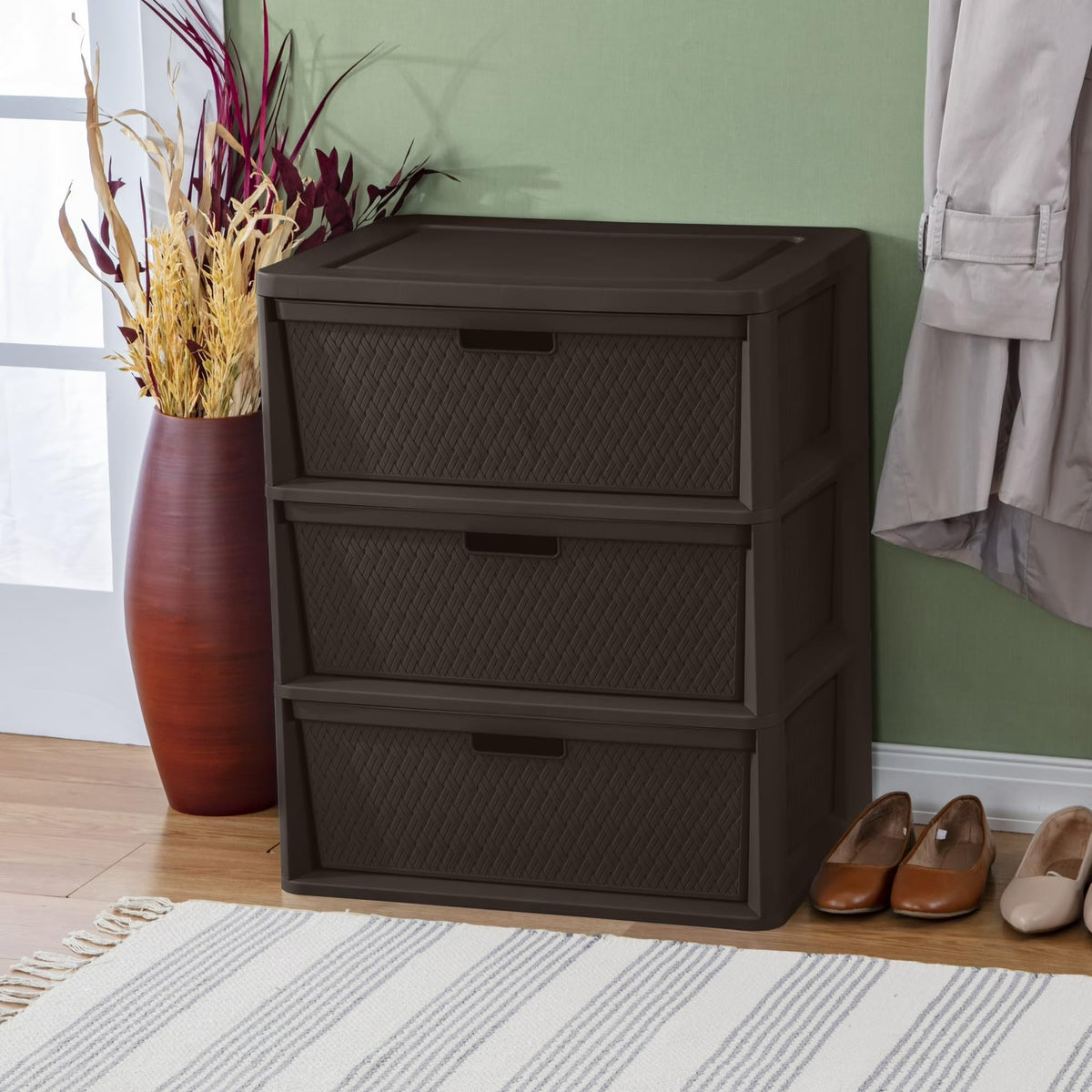 Wide 3 Drawer Plastic Storage Dresser N1167