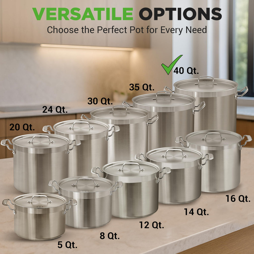Stainless Steel Stock Pot with Lid 40 Qt S14305