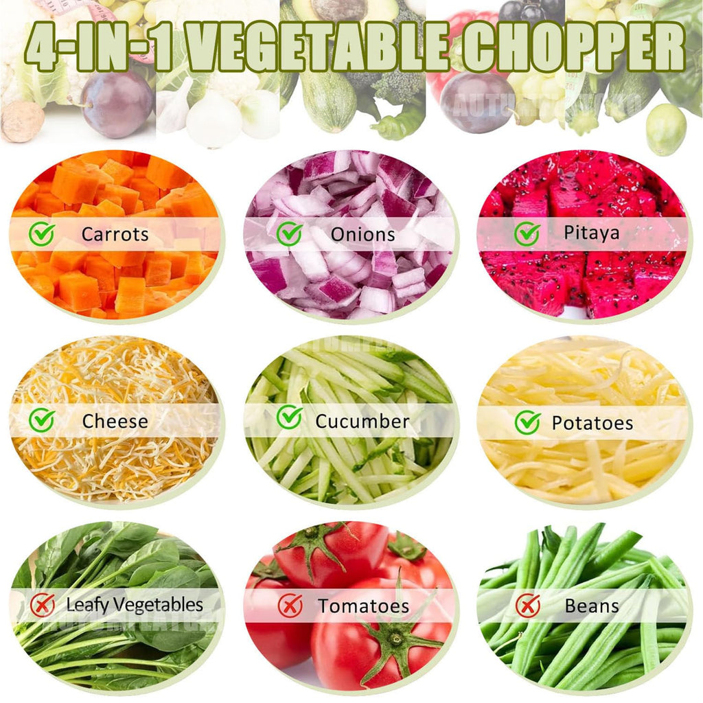 4 in 1 Electric Vegetable Chopper with 4 Stainless Steel Blades F329279