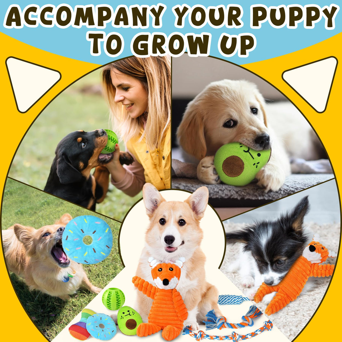 9 Pack Puppy Chew Toys with Rope Q397