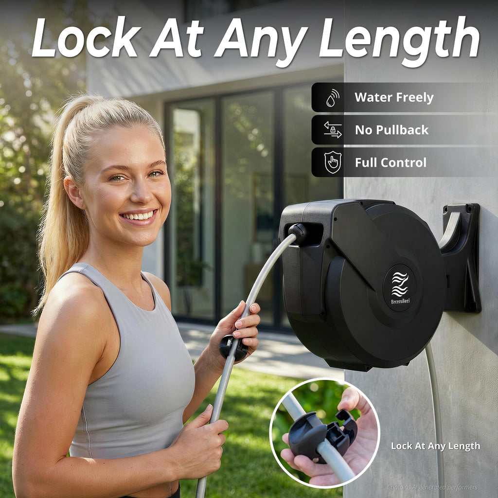 5/8 in x 100 ft Retractable Garden Hose Reel with 10 Patterns Nozzle B73581