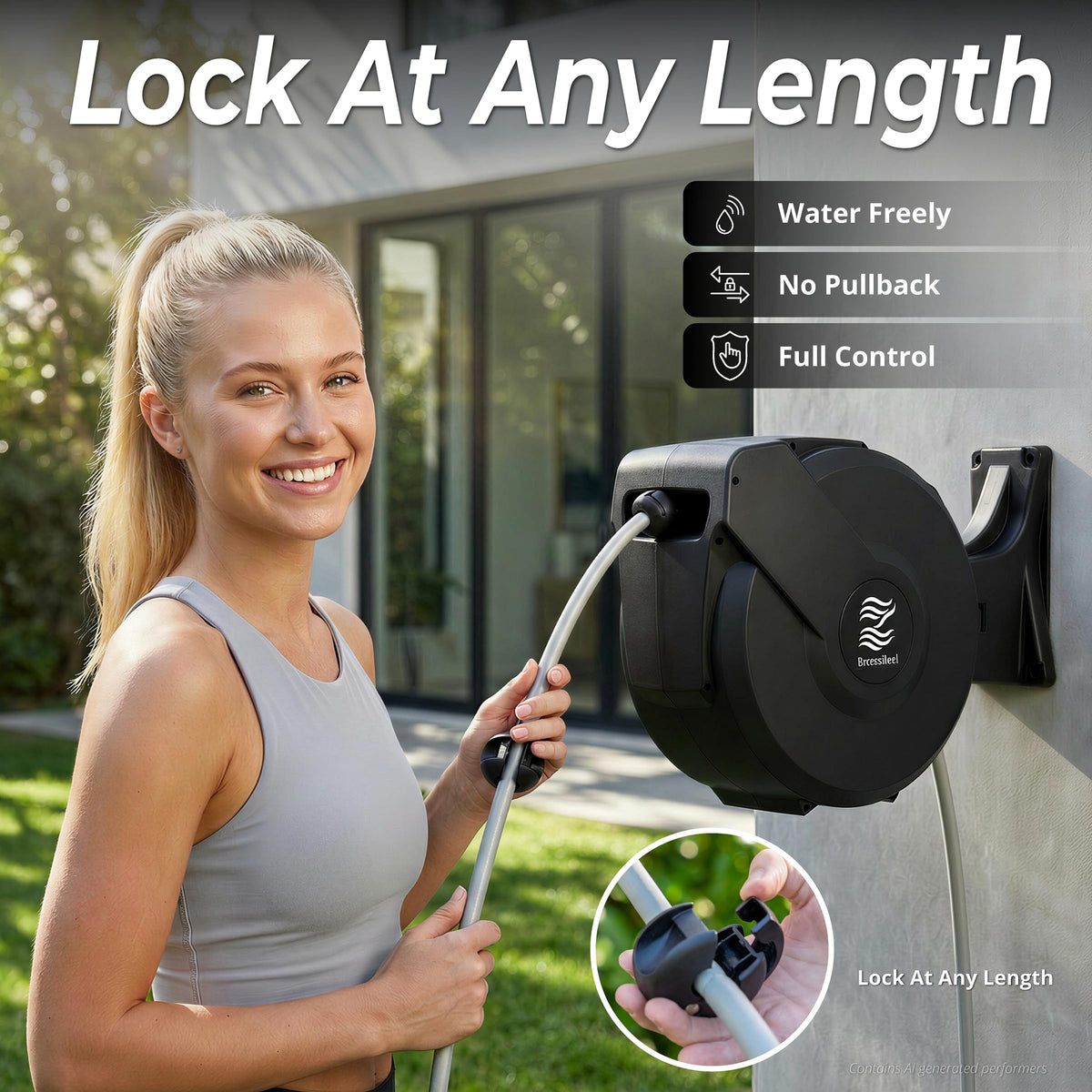 5/8 in x 100 ft Retractable Garden Hose Reel with 10 Patterns Nozzle B73581