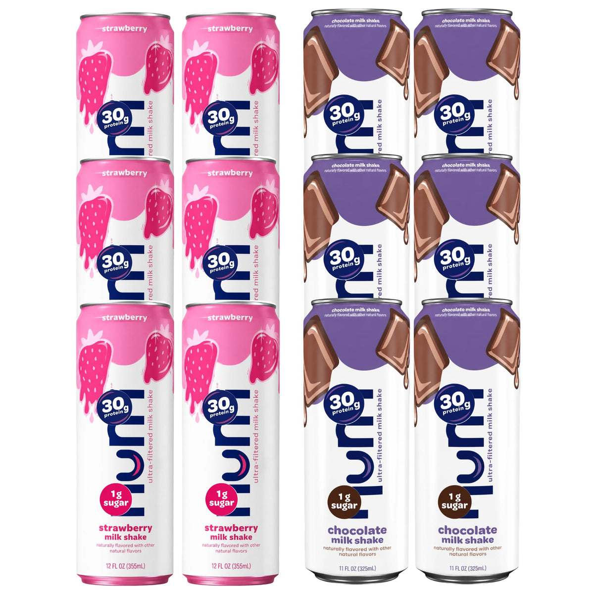12 Pack Protein Milk Shake, Chocolate & Strawberry, 30g Protein, 11 Fl Oz D516172