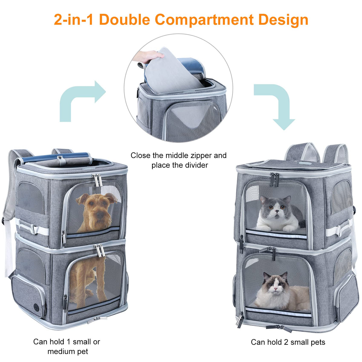 Double Compartment Pet Carrier Backpack R556