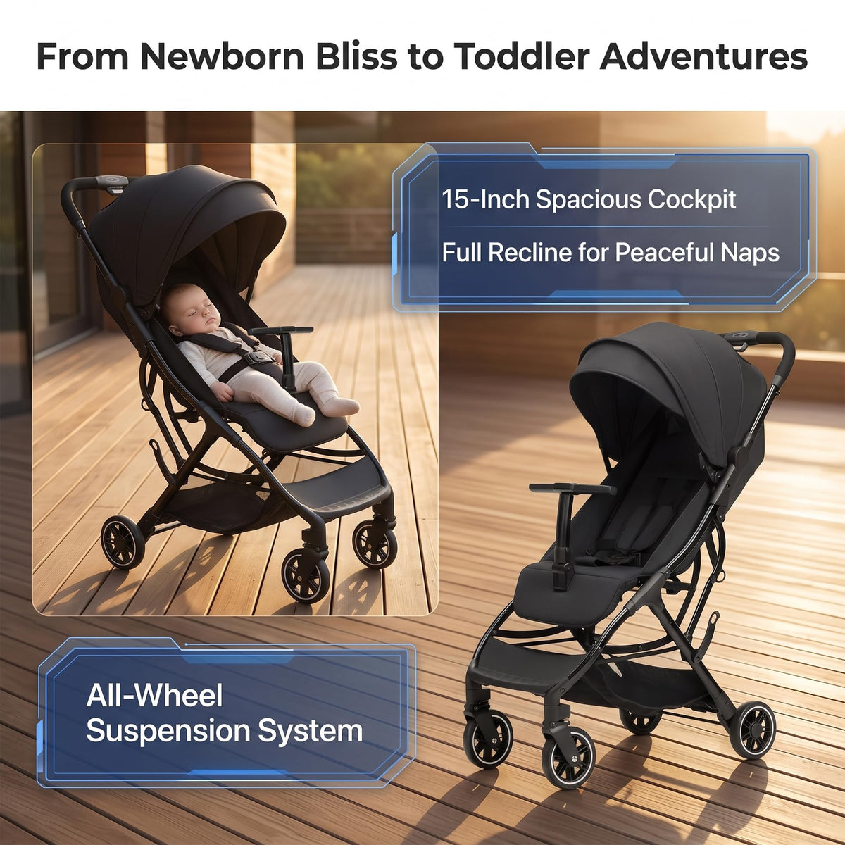 Portable Lightweight Umbrella Stroller with Sun Canopy K74746