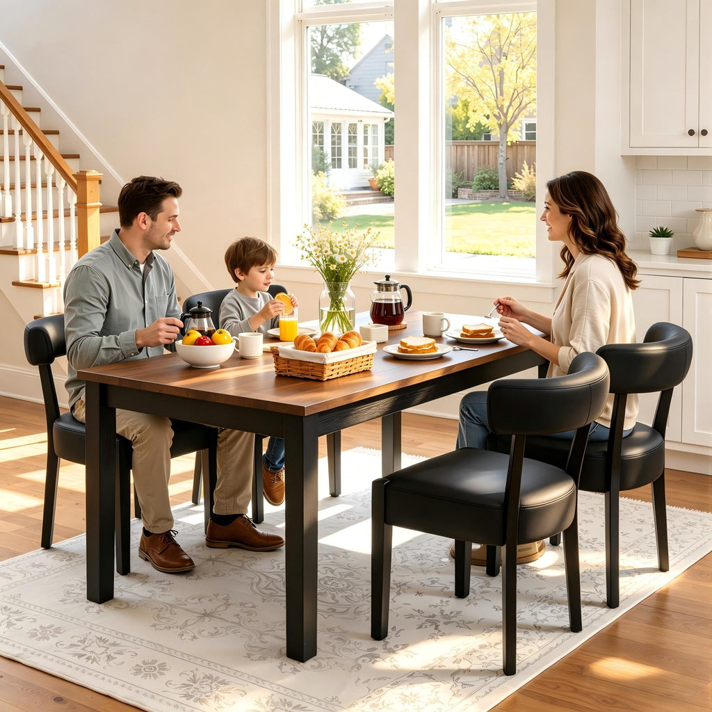 Black Faux Leather Dining Chairs Set of 4 P84507