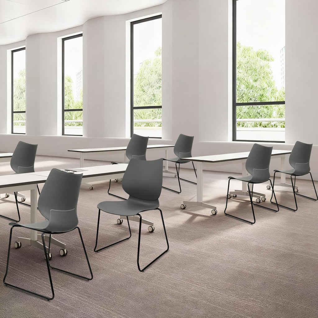 Stacking Chairs with Metal Legs Set of 12, Grey M9336