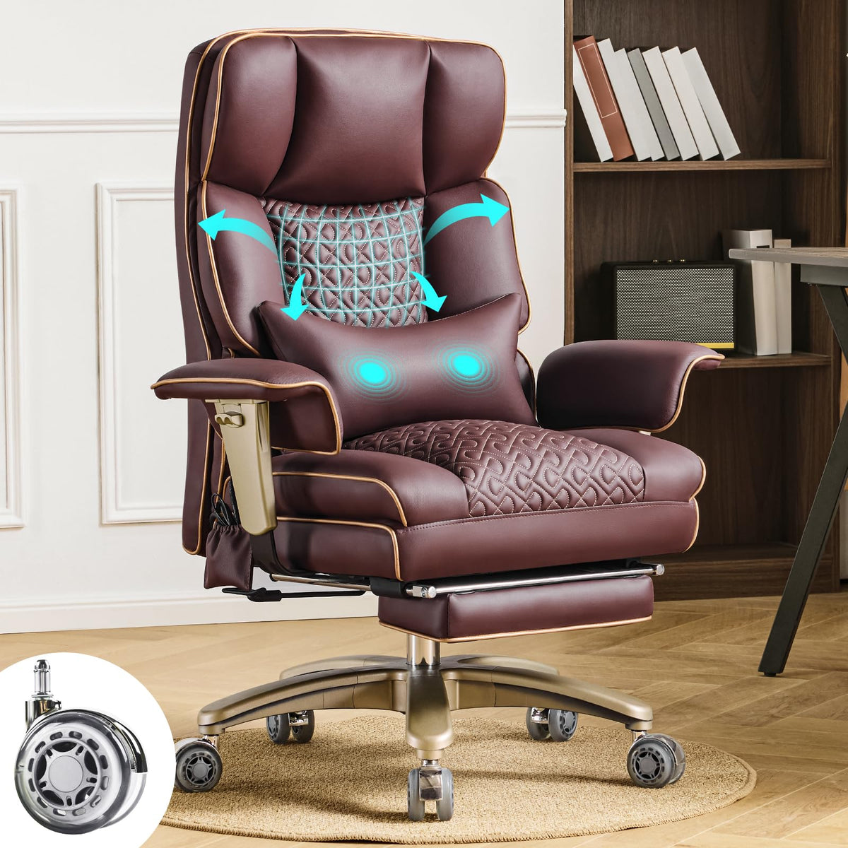 Brown Ergonomic PU Leather Executive Office Chair with Footrest Z87041