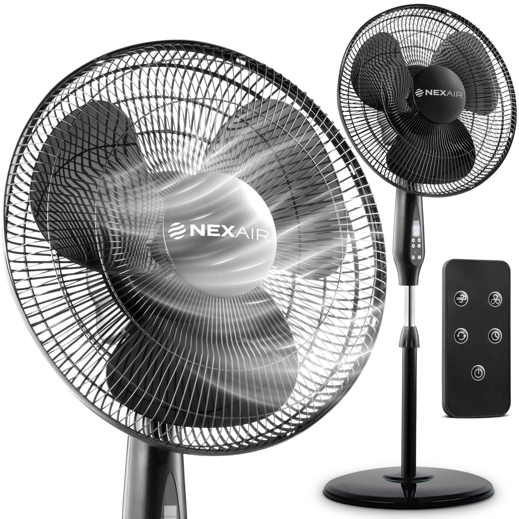 16 Inch Oscillating Pedestal Fan with Remote Control, 3 Speed, Adjustable Height Y63089