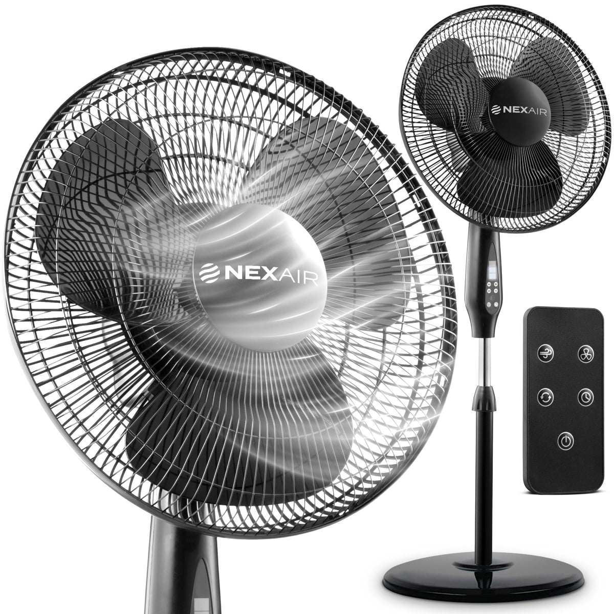 16 Inch Oscillating Pedestal Fan with Remote Control, 3 Speed, Adjustable Height Y63089
