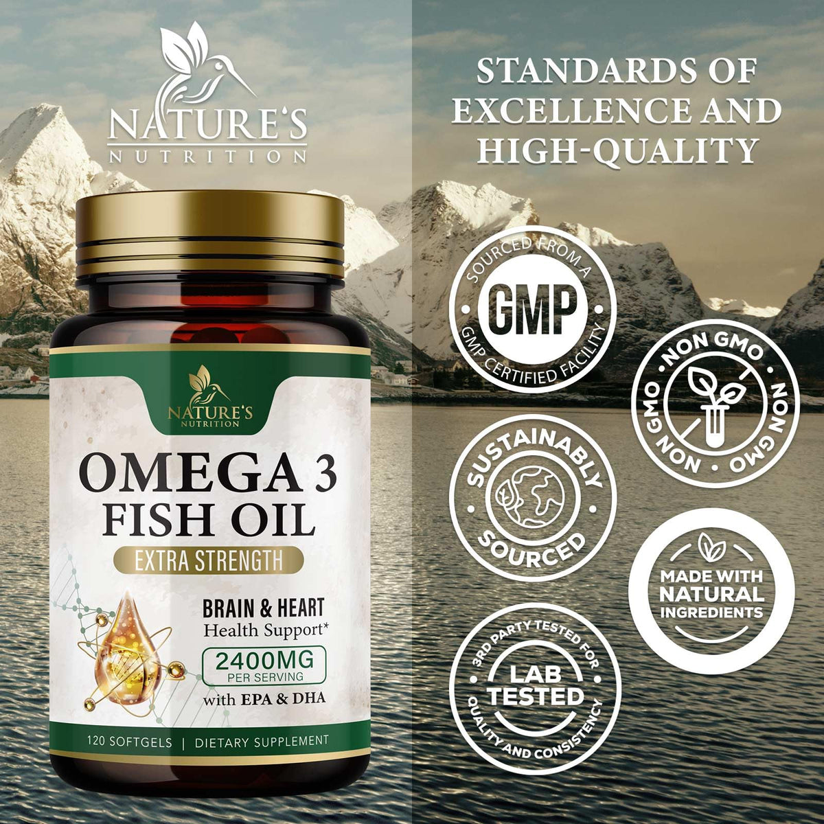 Omega 3 Fish Oil 2400mg 120 Softgels S86688