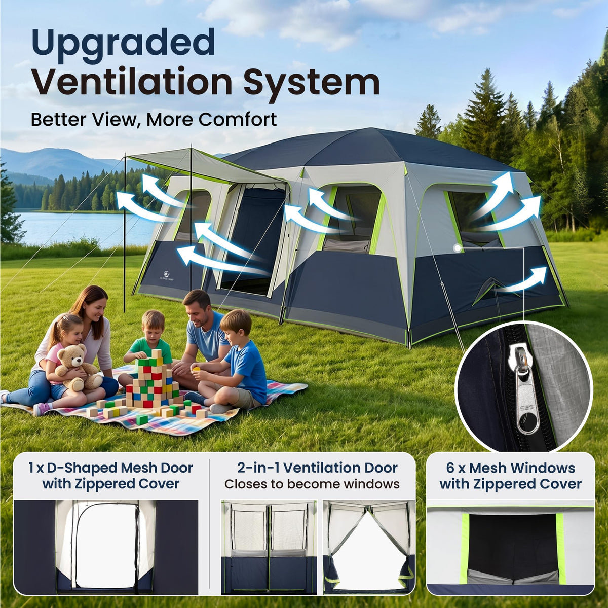 12 Person Camping Tent with Shade Canopy O525