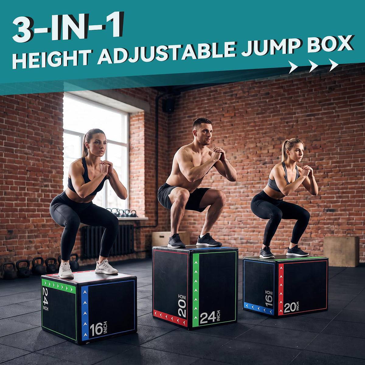 3-in-1 Non-Slip Cushioned Plyometric Jump Box R36483