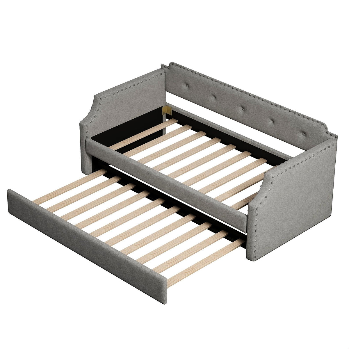 Gray Linen Upholstered Twin Daybed with Trundle X29106