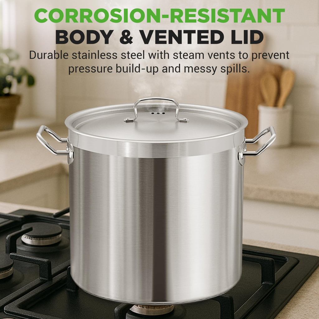 Stainless Steel Stock Pot with Lid 40 Qt S14305