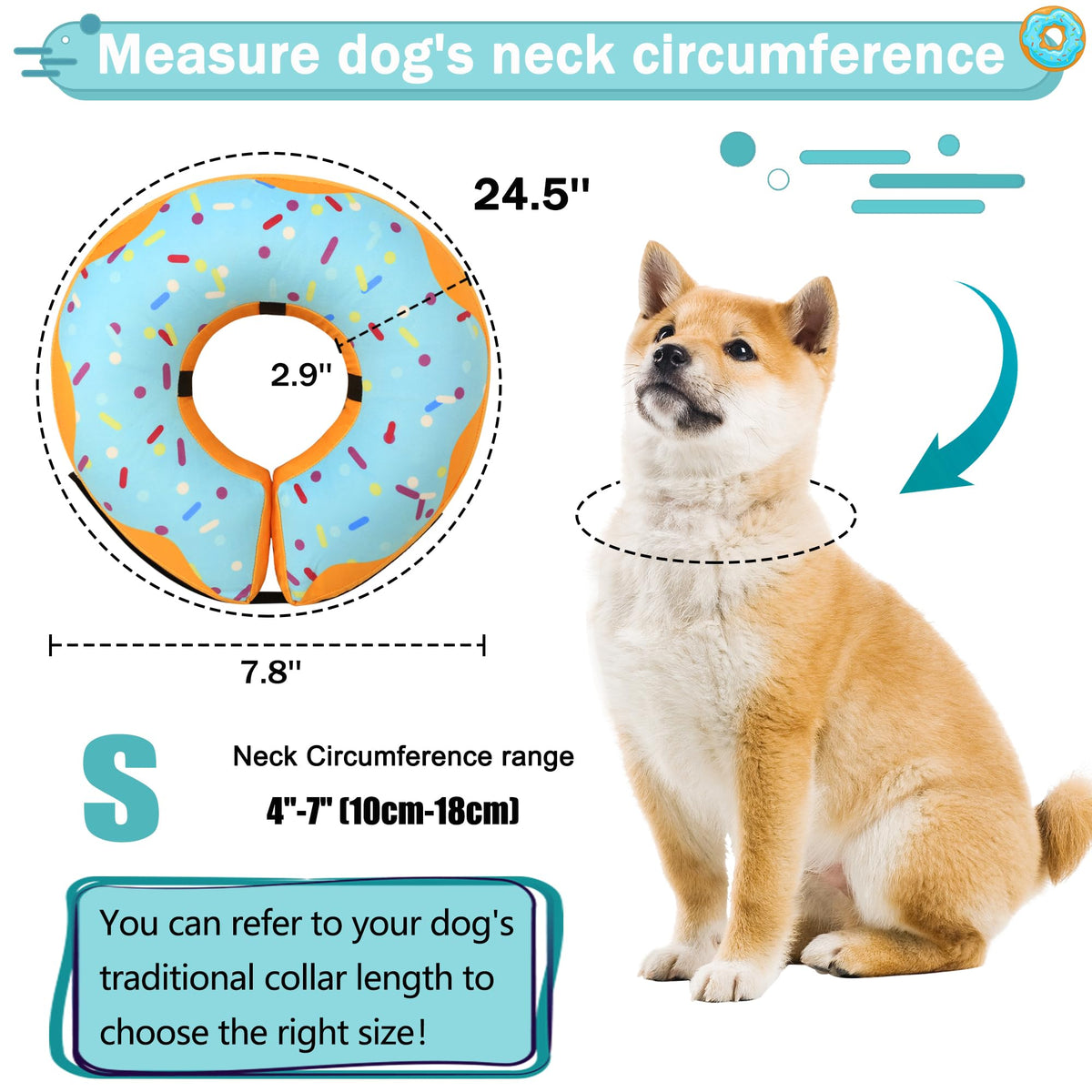 Inflatable Dog Cone Collar Alternative, Adjustable Soft Pet Neck Donut O53210