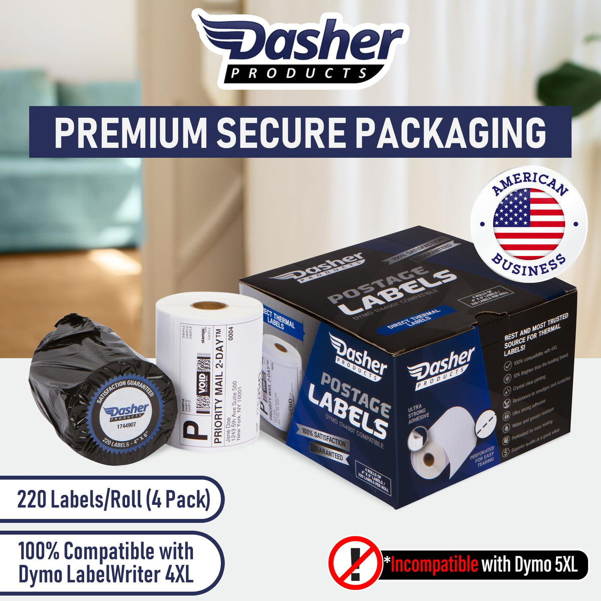 Thermal Shipping Labels 4x6, Water Resistant, Strong Adhesive, 220 per Roll N8979