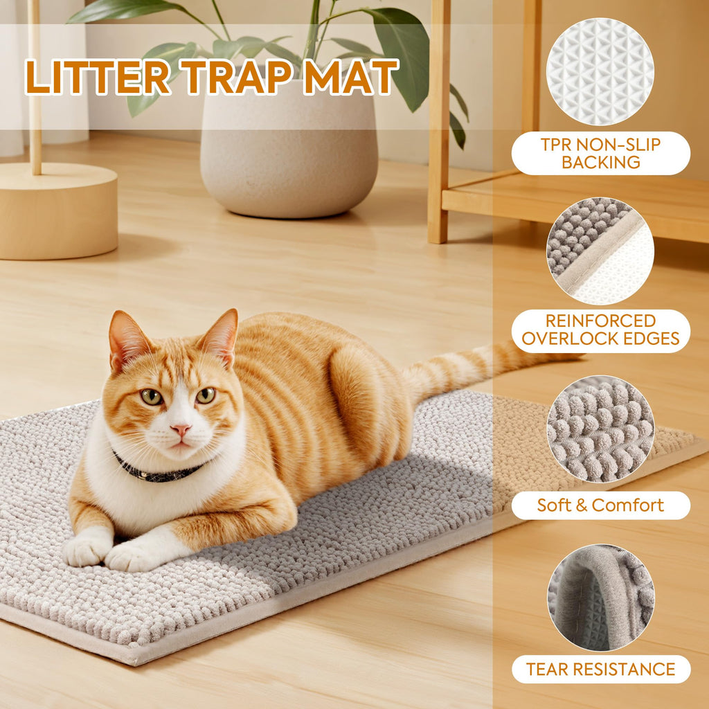 Soft Chenille Cat Litter Box Mat 48'' x 36'' W69170