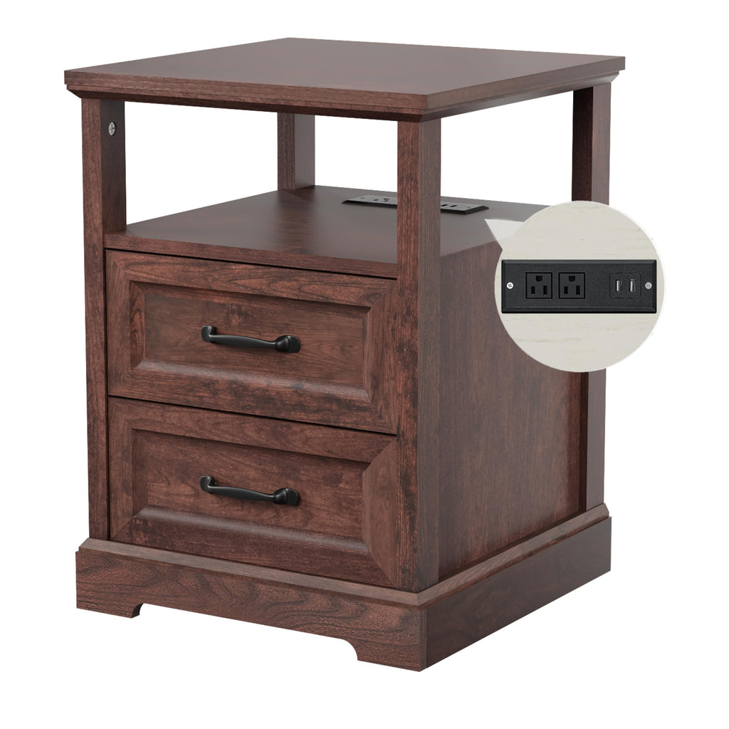 18'' Wood Nightstand with Charging Station N932104