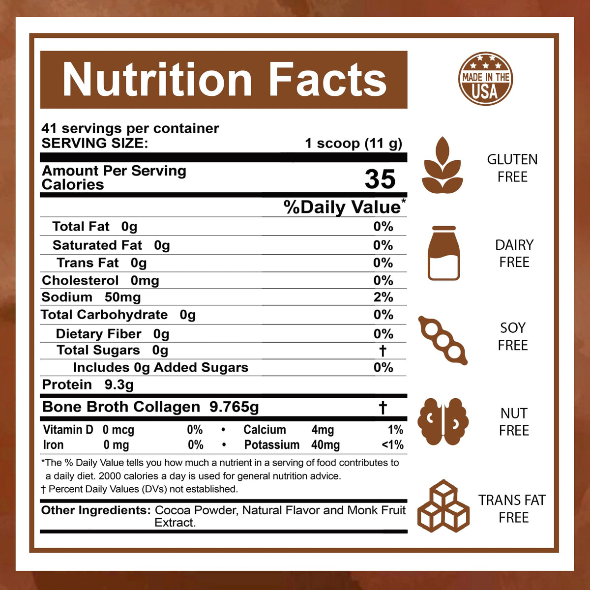 Bone Broth Protein Powder Hot Chocolate Cocoa G9733