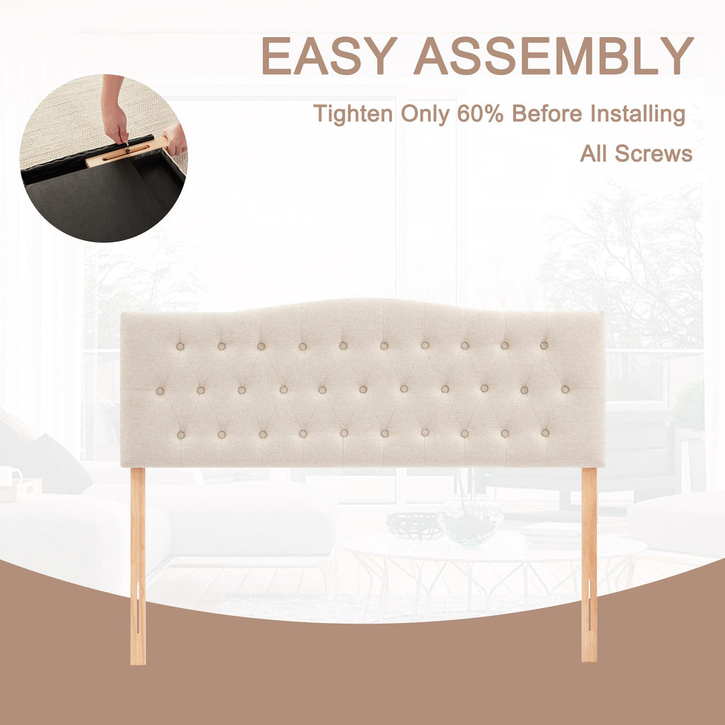 Beige Queen Size Tufted Headboard W39501