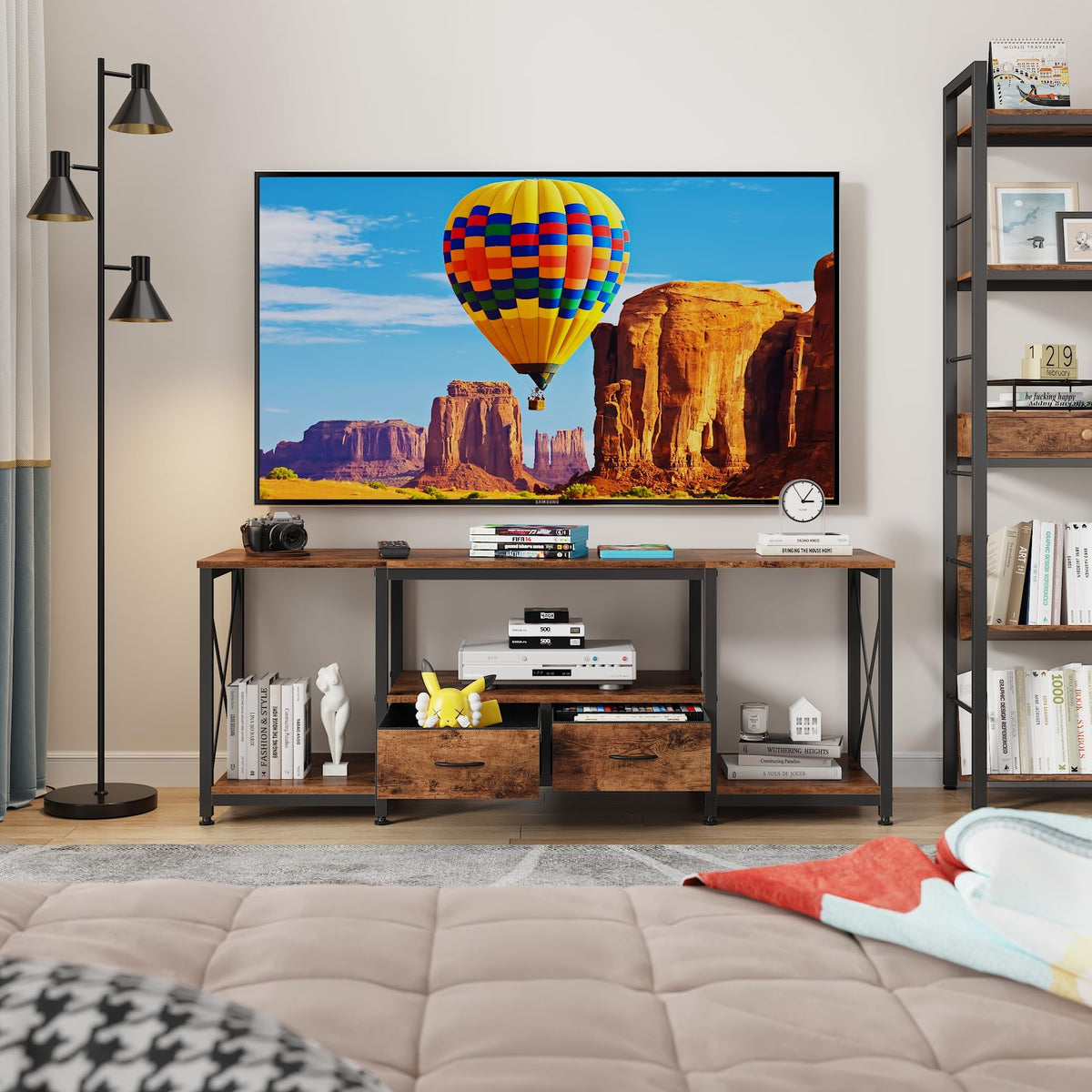 Fabric Drawers TV Stand for 65 70 75 Inches TV I676789