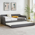 Twin Size Gray Linen Upholstered Daybed with Trundle B200
