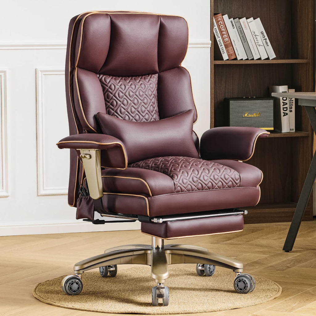 Brown Ergonomic PU Leather Executive Office Chair with Footrest Z87041