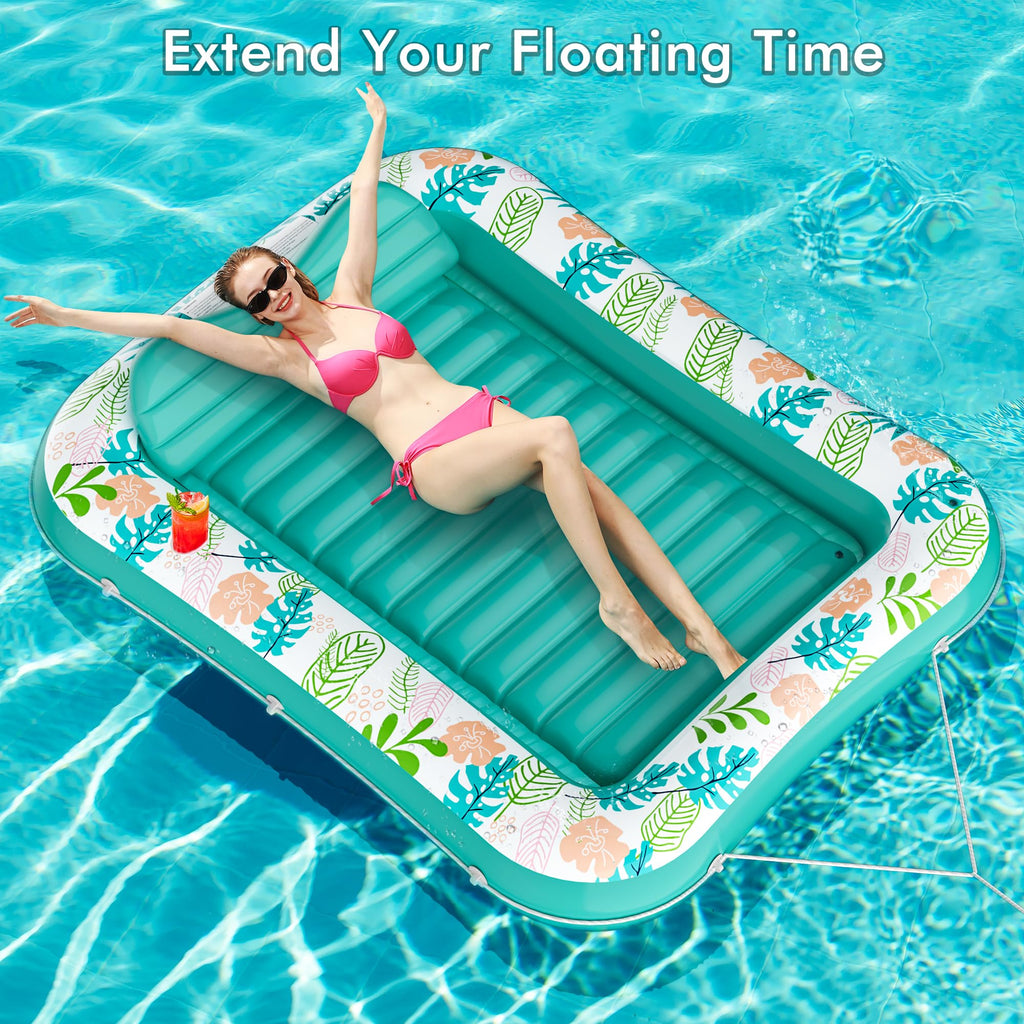 2 Pack Inflatable Pool Float Mat & 75" x 51" Tanning Pool Lounger P42392