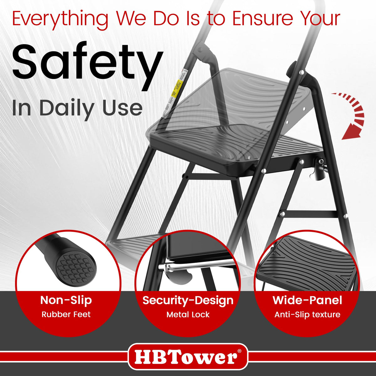 2 Step Ladder with Anti-Slip Pedal H5413