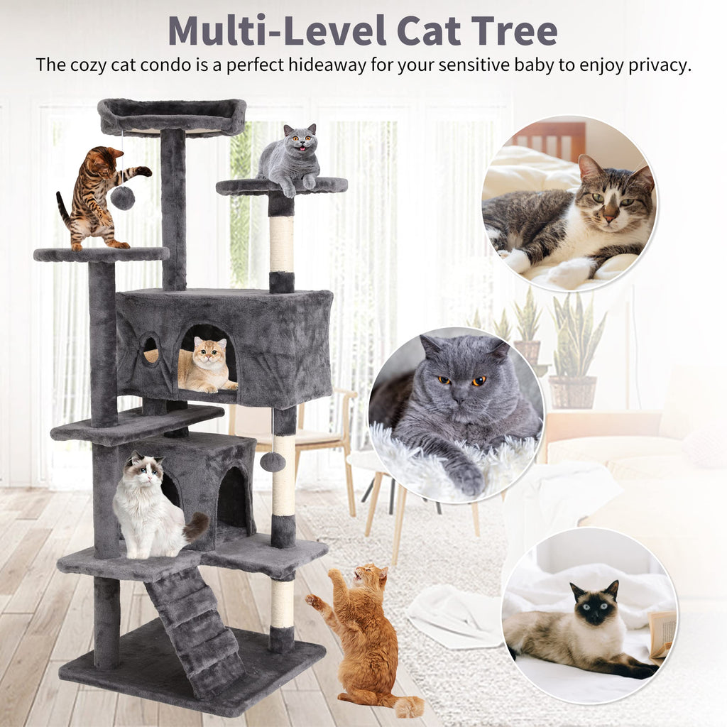 70 Inches Navy Blue Cat Tree L8742