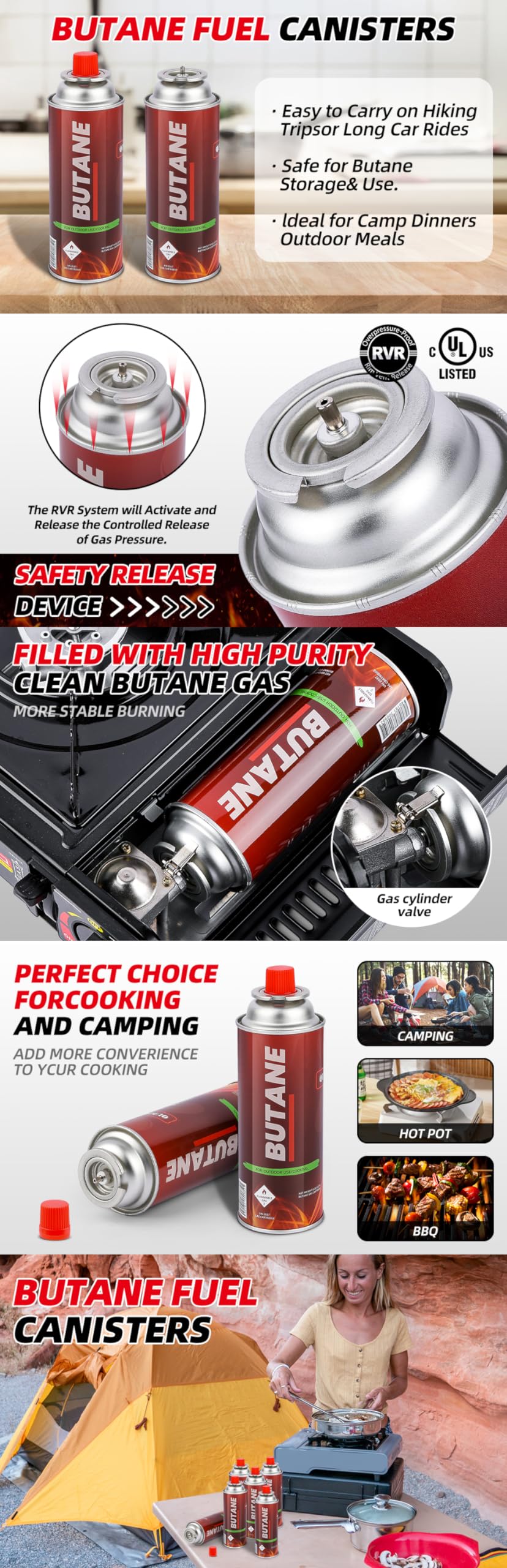 12 Pack 8oz Butane Fuel Cylinders D251827