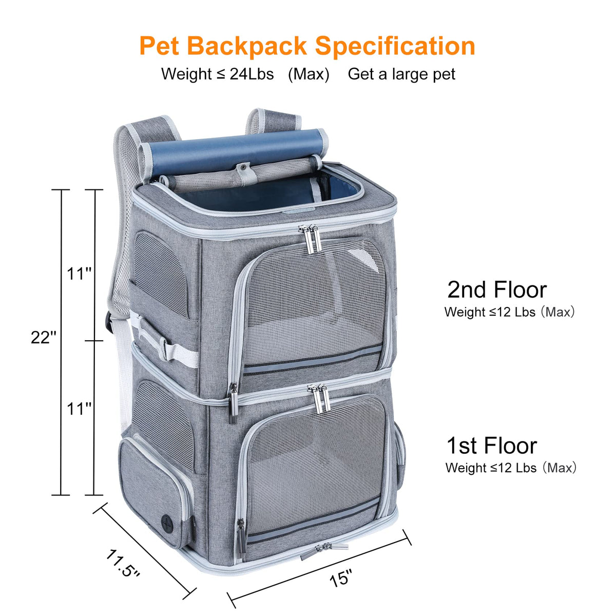 Double Compartment Pet Carrier Backpack R556