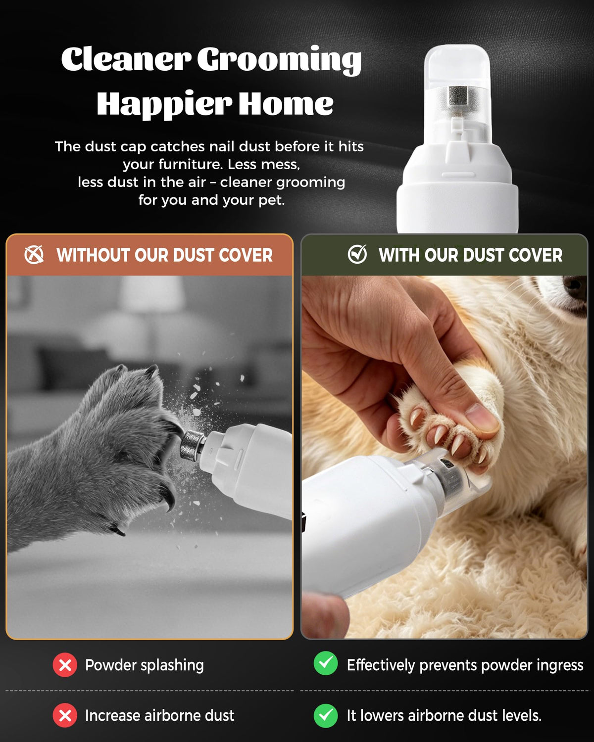 Silent Dog Nail Grinder 5 Speeds with dual LED Lights N2560