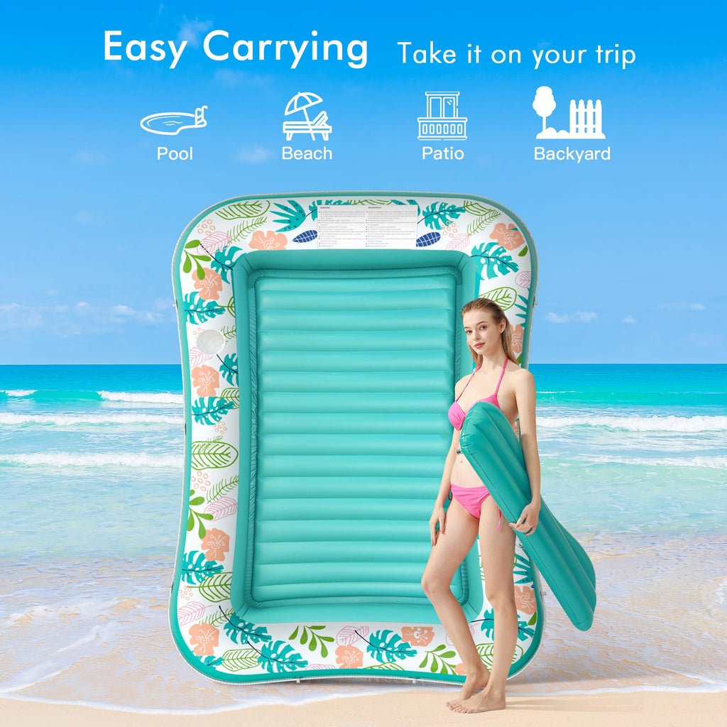 2 Pack Inflatable Pool Float Mat & 75" x 51" Tanning Pool Lounger P42392