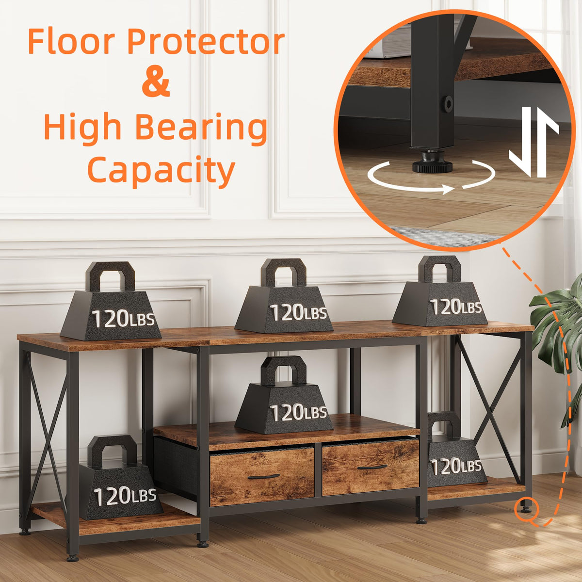 Fabric Drawers TV Stand for 65 70 75 Inches TV I676789