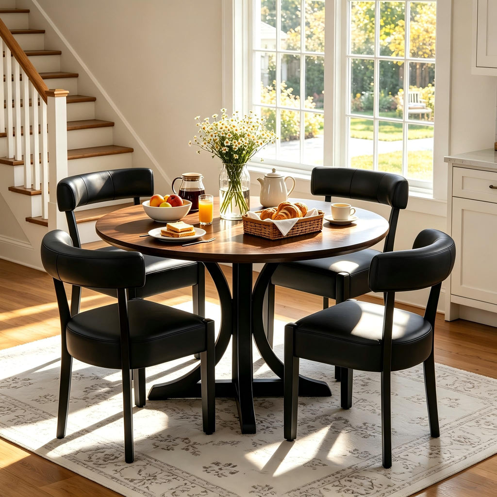 Black Faux Leather Dining Chairs Set of 4 P84507